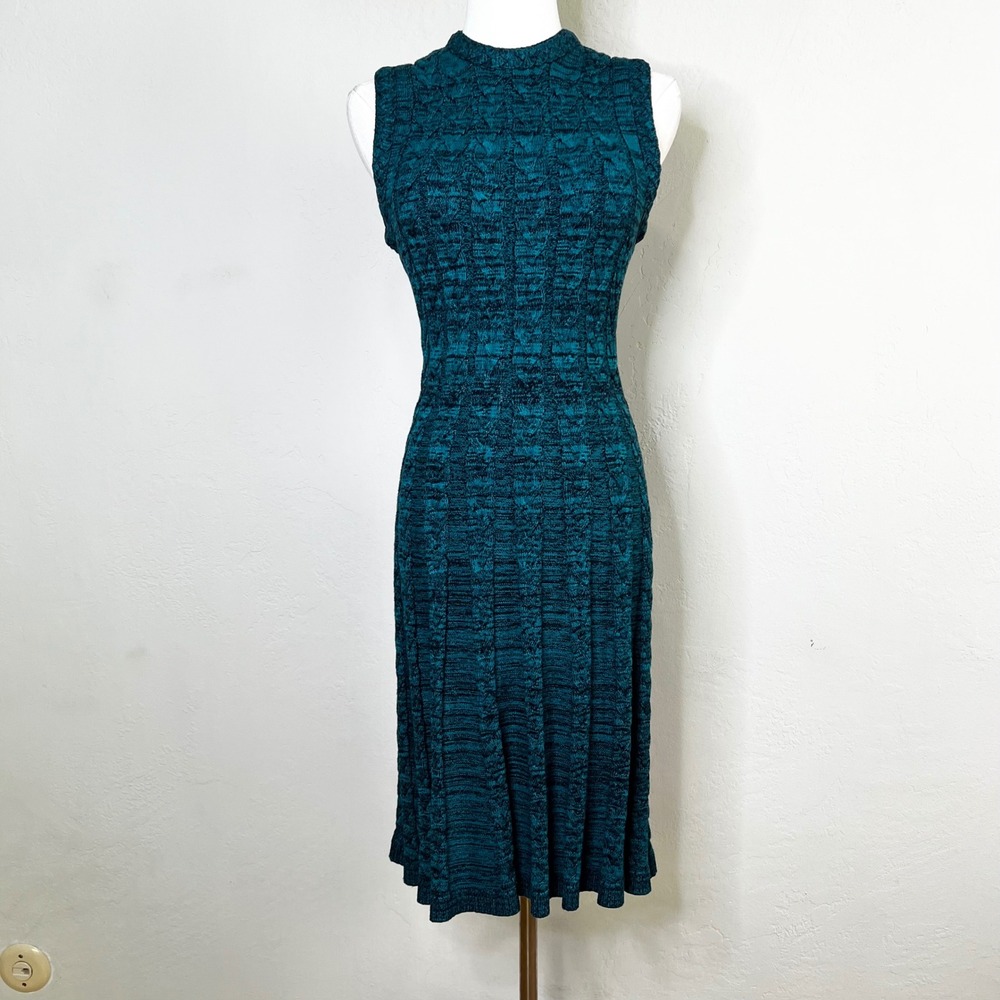 Amanda Uprichard New York Teal Cable Knit Sleeveless Midi Dress Size‎ Small